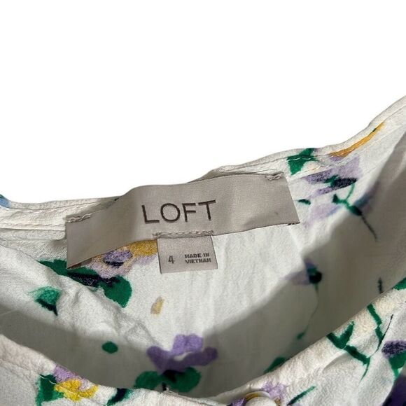 Loft Floral Ruffle Sleeveless Button Tie Waist Midi Sundress Multicolor Size 4 - Picture 5 of 7